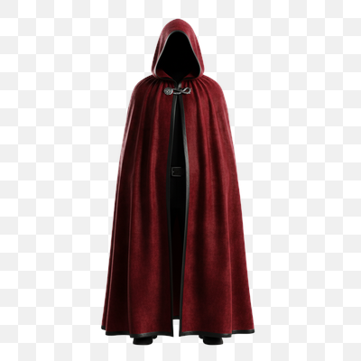 Mysterious Dark Red Hooded Cape with Silver Clasp