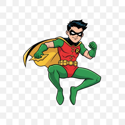 Dynamic Robin Superhero Cartoon Illustration