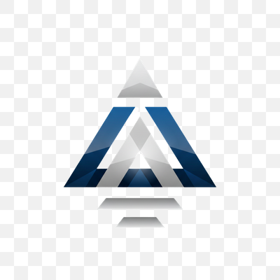 Geometric Blue and Silver Upward Arrow Emblem
