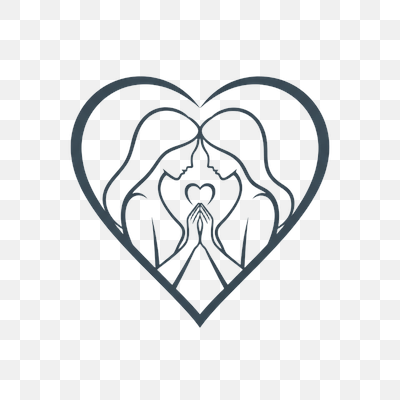 Minimalist Love: Two Women and a Heart Line Art