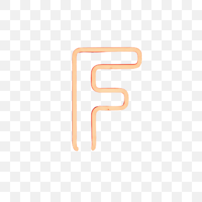 Glowing Orange Neon Letter F on White