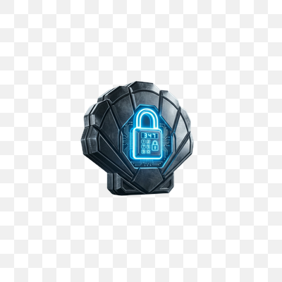 Futuristic Digital Security Shield with Glowing Padlock