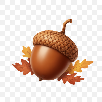 Vibrant Autumn Acorn with Fall Leaves