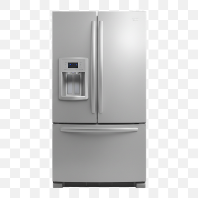 Sleek Stainless Steel French Door Refrigerator with External Dispenser