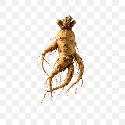 Fresh Ginseng Root Isolated on White Background