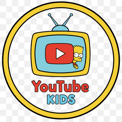 Playful YouTube Kids Logo with Bart Simpson on Cartoon TV