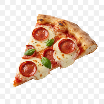 Perfect Pepperoni Pizza Slice with Fresh Basil