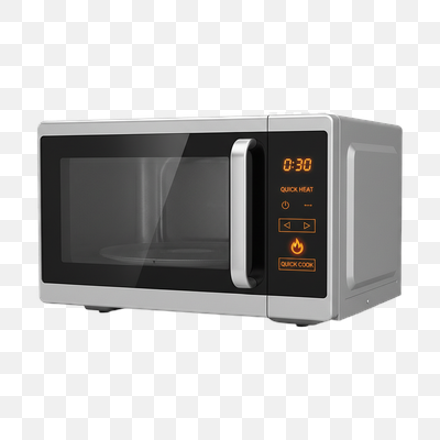 Modern Silver and Black Microwave Oven with Digital Display