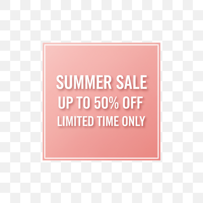 Minimalist Pink Summer Sale Banner with 50% Off Promotion