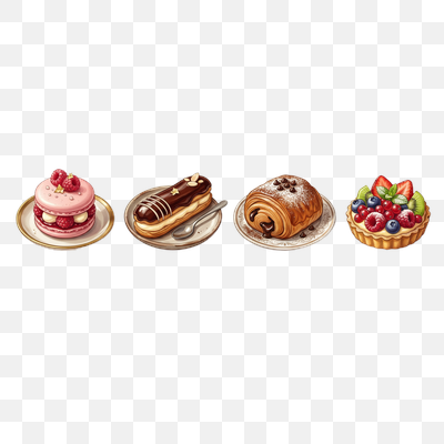 Assortment of Classic French Pastries on White