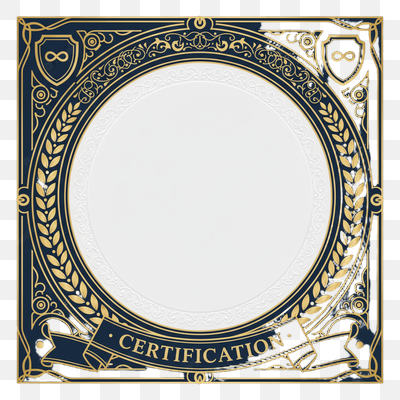 Elegant Vintage Gold and Navy Certification Frame
