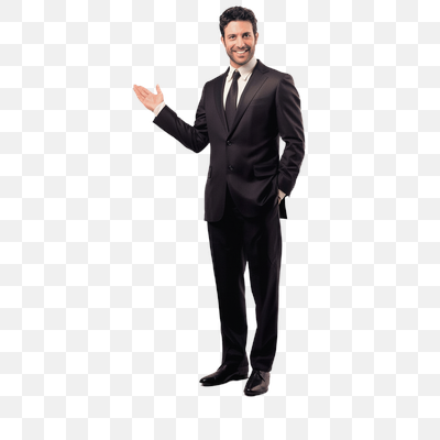Confident Businessman Presenting with a Smile