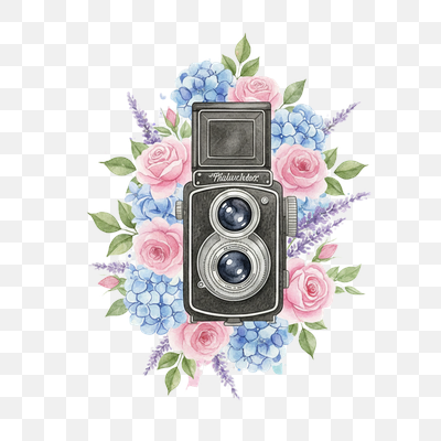 Floral Vintage Camera Watercolor Illustration