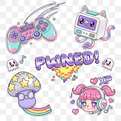 Kawaii Pastel Gaming Sticker Pack Collection