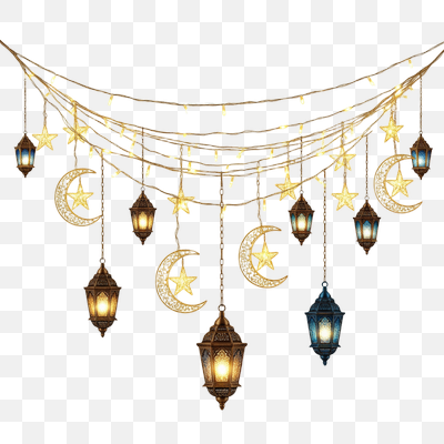 Ramadan and Eid Festive Lantern Garland with Stars and Moons