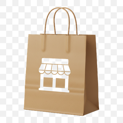 Brown Paper Shopping Bag with White Store Icon