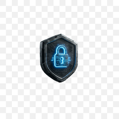 Digital Security Shield with Glowing Padlock Icon
