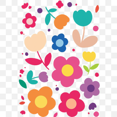 Vibrant Cartoon Floral Medley Pattern