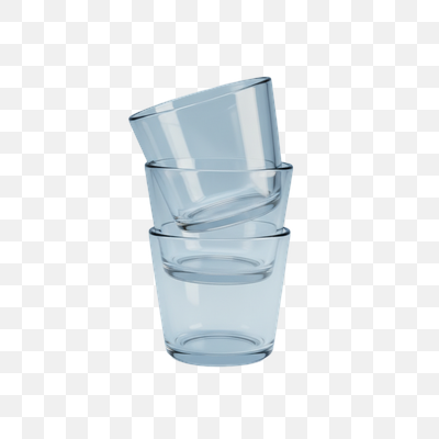 Dynamic Stack of Clear Glass Tumblers