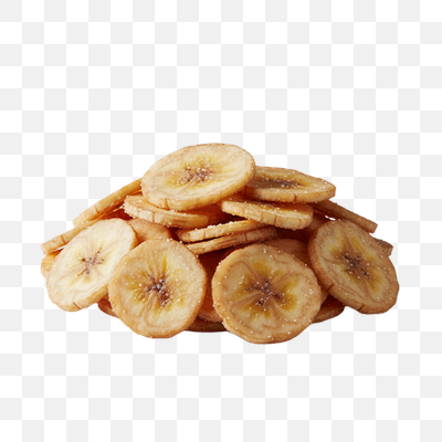 Pile of Golden Banana Chips with Sugar Crystals