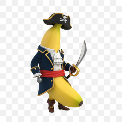 Whimsical 3D Pirate Banana Character