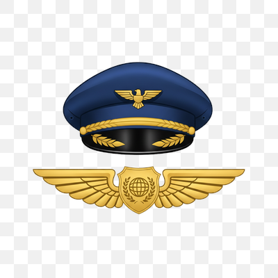 Classic Pilot's Cap and Golden Wings Insignia
