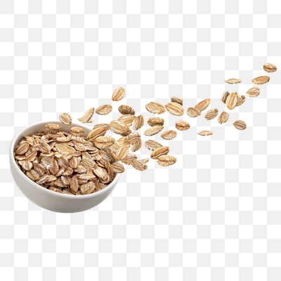 Dynamic Rolled Oats Spilling from a Bowl