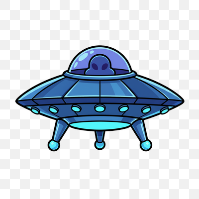 Friendly Blue Alien Spaceship Illustration