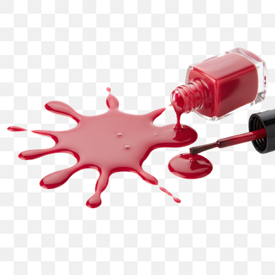 Vibrant Red Nail Polish Spilled on a Clean White Surface