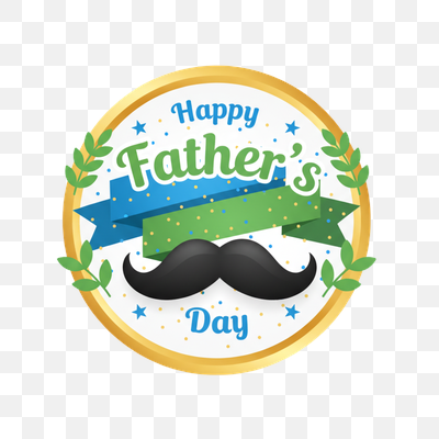 Happy Father's Day Emblem with Mustache and Festive Ribbons