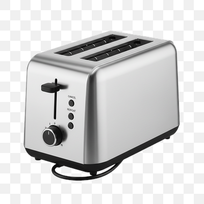 Sleek Silver Two-Slice Toaster with Black Controls