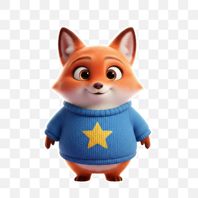 Adorable Fox in a Star Sweater