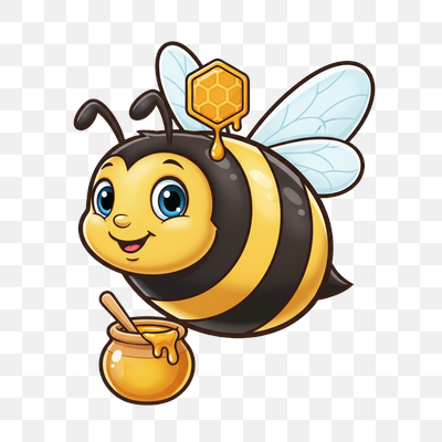 Adorable Cartoon Bee with Honey Pot