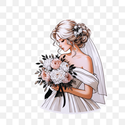 Serene Bride with Elegant Blush and White Bouquet