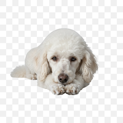 Gentle White Poodle Portrait on Pure White