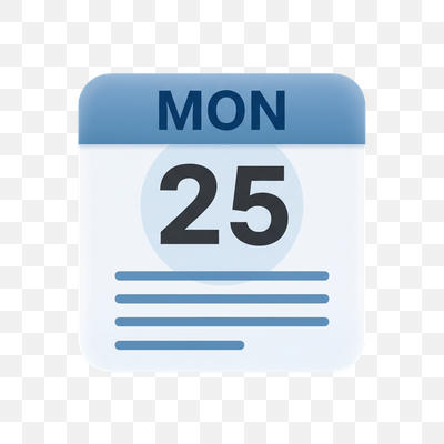 Minimalist Calendar Icon Showing Monday 25th