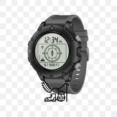 Outdoor Digital Sports Watch with Hiking Essentials Icon