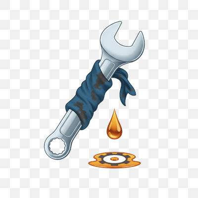 Mechanic's Wrench with Oil Drop and Gear Symbol