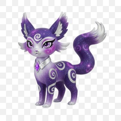 Cosmic Swirls: A Magical Purple Fox Figurine