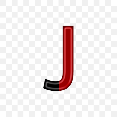 Bold Glossy Red and Black Letter J