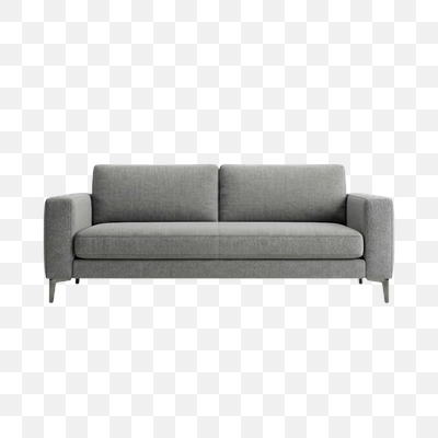 Modern Grey Two-Seater Fabric Sofa with Metal Legs