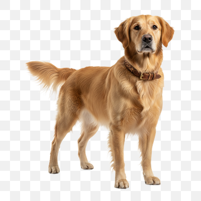 Regal Golden Retriever Standing on White