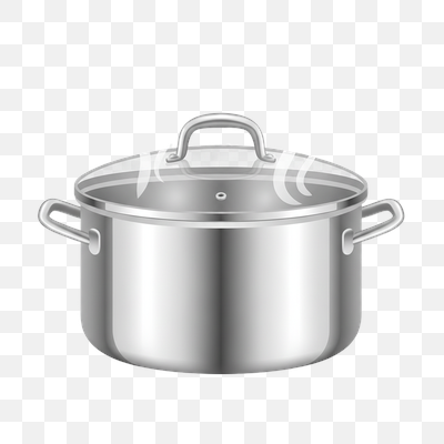 Steaming Silver Cooking Pot with Clear Glass Lid