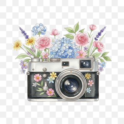 Floral Lens: Vintage Camera Watercolor