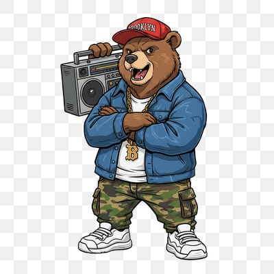 Cool Hip-Hop Bear with Boombox
