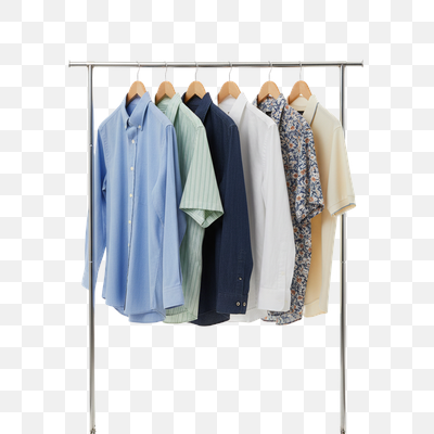 Diverse Men's Shirts Collection on a Retail Rack