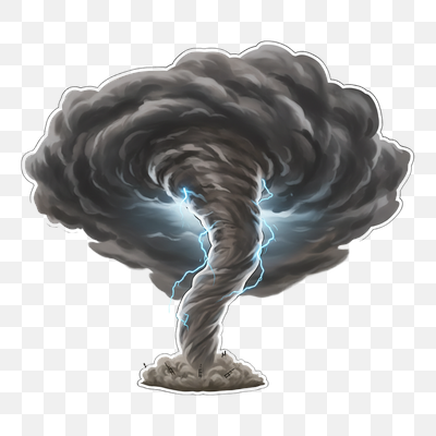 Powerful Tornado with Lightning Illustration