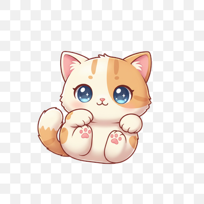 Chubby Kawaii Orange and White Kitten with Sparkling Blue Eyes