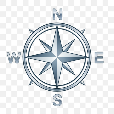 Metallic Silver Compass Rose with Cardinal Directions