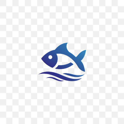 Dynamic Blue Fish and Wave Logo